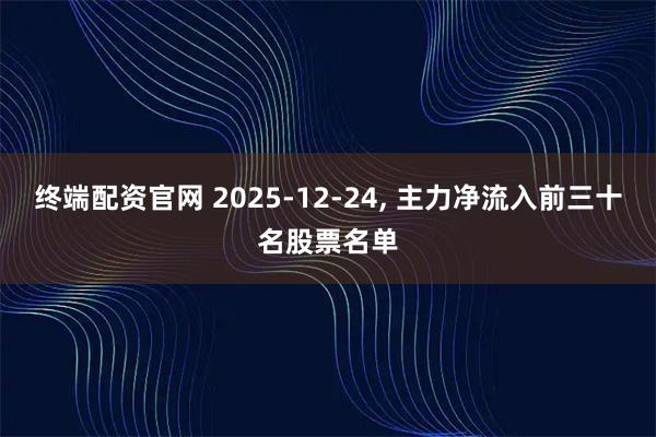 终端配资官网 2025-12-24, 主力净流入前三十名股票名单